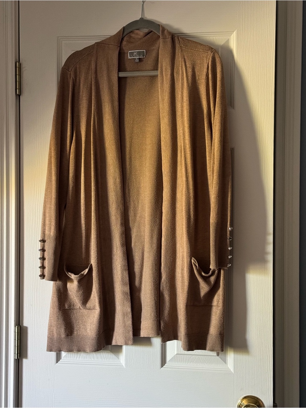 Open-Front Long Cardigan in Warm Brown